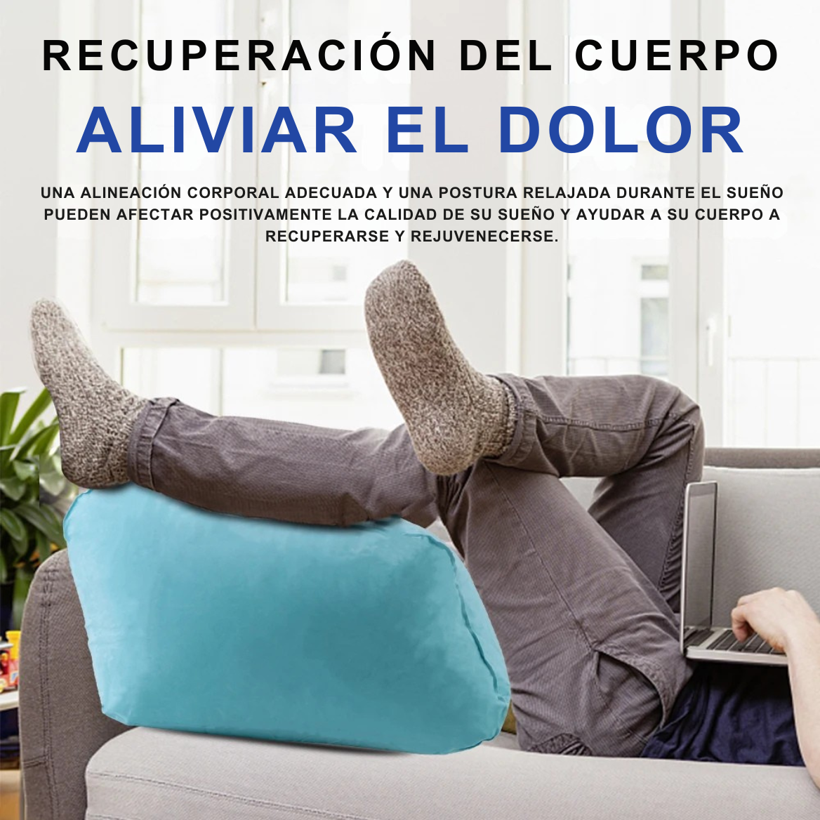 Almohada Inflable para Piernas Almohada Portátil para Rodillas Ligera Almohada de Elevación para Pies de Mujer Embarazada Cojín de Descanso para Dormir y Soporte para Rodillas