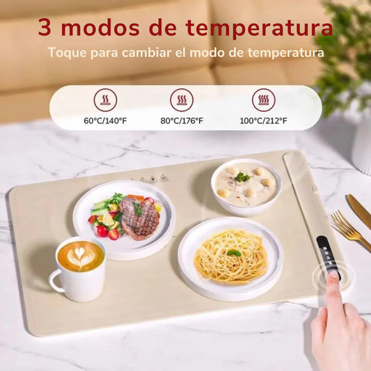 Bandeja Eléctrica de Calentamiento Rápido para Alimentos - Plato Calentador de Alimentos Plegable con Control de Temperatura Ajustable, Mantiene los Alimentos Calientes de Forma Constante