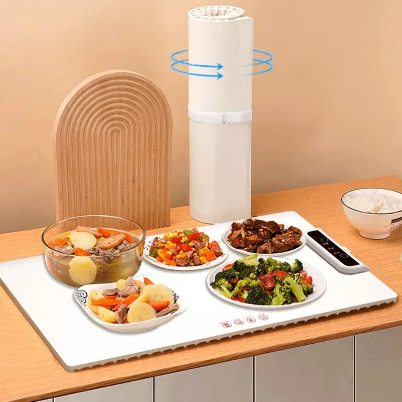 Bandeja Eléctrica de Calentamiento Rápido para Alimentos - Plato Calentador de Alimentos Plegable con Control de Temperatura Ajustable, Mantiene los Alimentos Calientes de Forma Constante